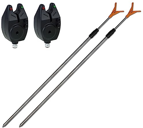 Bissanzeiger Set 2X Rutenhalter Drill Aluminium 60-100cm und 2 Bissanzeiger