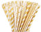 ALINK 100pcs Strohhalm Papier,Gold Trinkhalme Gold Weiß gestreifte Papierstrohhalme Punkt Halme plastikfrei biologisch abbaubare strohhalme cocktail für Hochzeit Geburtstag Party Dekorationen