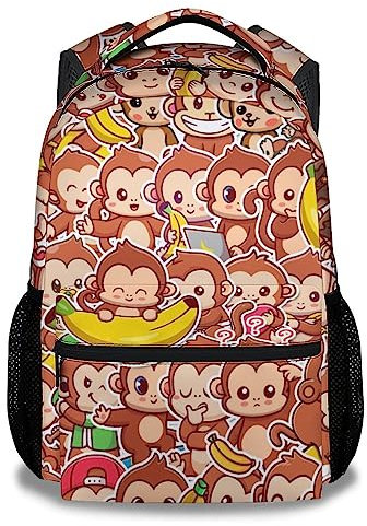MEETUHONEY Schulrucksack für Mädchen Jungen - 43,2 cm süße Affen-Rucksäcke - Büchertasche für Grundschule, Farbe: 1-1, Einheitsgröße, Cartoon