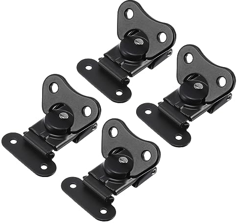 sourcing map Cierre de mariposa giratorio, 4 piezas de 1.9 x 1.5 pulgadas, cierre de abrazadera de palanca con resorte de hierro para cierre de caja de caja, color negro