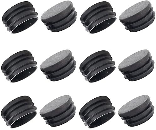 AZWOOD Round End Caps - 22 mm PE Plastic Plugs, Black - Pack of 12 for Steel, Stainless Steel & Aluminium Pipes