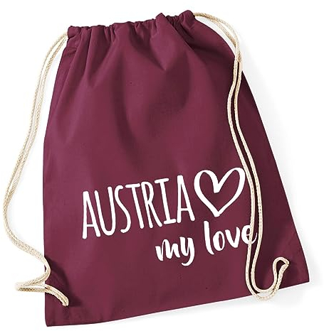 Huuraa Sporttasche Austria my love Geschenk 12 Liter Burgundy Baumwolle Austria Überraschung