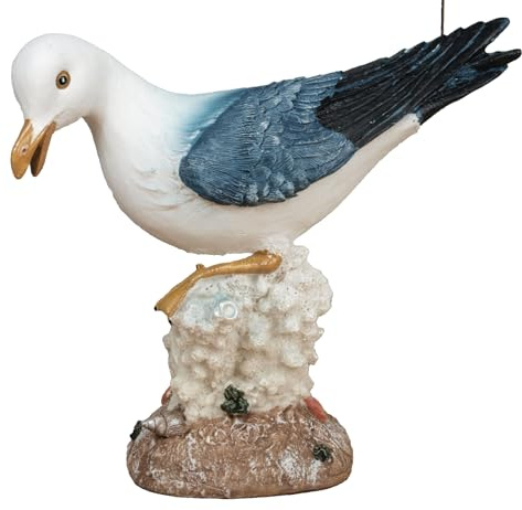 Generisch Deko Figur Möwe auf Koralle Tierfigur Skulptur Maritime Dekoration 18 x 19,5 cm