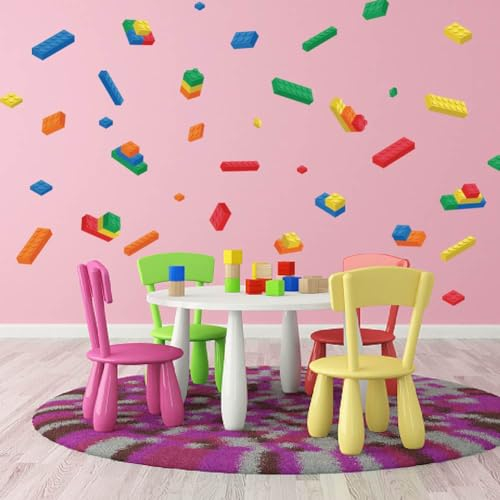 SUPERDANT Wandaufkleber Mit Bunten Bausteinen Pädagogischer Wandaufkleber Spielzimmer Kinderzimmer Wandaufkleber Vinyl Kunstaufkleber Für Klassenzimmer Kinderzimmer Kindergarten Wanddekoration