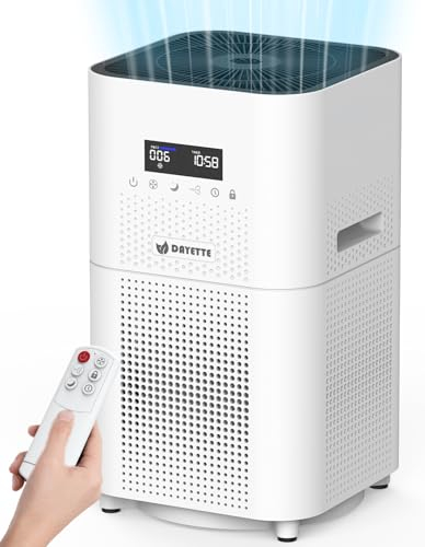 DAYETTE Luftreiniger Allergiker für Raumluftreiniger große Räume, CADR 400m³/h für 160㎡, Hepa-Filter, Luftfilter für Gerüche, Schimmel, Staub, Tierhaare mit 22dB Schlafmodus für Raucherzimmer