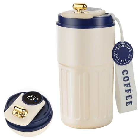 Homealexa Coffee Cup Travel Mugs, Vacuum Insulating Cup 316 Stainless Steel, LED Touch Screen Temperature Gauge, Smart Mug Sealing Bottle 410ml