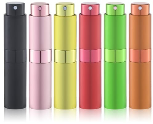 Lulupack 8ml Portátil Recargable Perfume Atomizador, Viaje Pulverizador,Agua Colonia Dispensador,Botella Spray(6pcs, Multicolor-2)