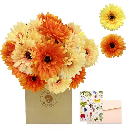 SNAIL GARDEN 4 Bündel von 20 Köpfe künstliche Gänseblümchen Blumen, 2 Farben Seide Gerbera Gänseblümchen Blumen Realistische künstliche Blume für Home Office Party Hochzeit Centerpiece Dekorationen