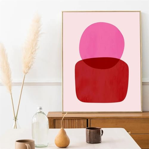 RDRDtbtr Buntes rot-rosa Muster Wand Bilder abstraktes Mid-Century-Poster Kunstdruck modernes minimalistisches Leinwandgemälde Bild Wohnzimmer Heimdekoration 50 x 70 cm ungerahmt