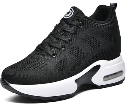 AONEGOLD Sneakers Donna Zeppa Scarpe da Ginnastica Sportive Running Fitness Casual Tacco Zeppa 8.5 CM