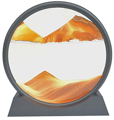 Tableau D'art de Sable, Peinture de Paysage 3D, Décoration, Soulage la Pression pour les Employés de Bureau et les étudiants, Verre 19 × 18 Cm (ORANGE)