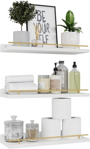 ZVZM Floating Shelves Wall Mounted Shelf, 3 Set Wood shelves for wall, Picture Ledge Display Racks Spice Racks Decorative Wooden Wall Shelves For Bathroom Living Room Kitchen Home Office.
