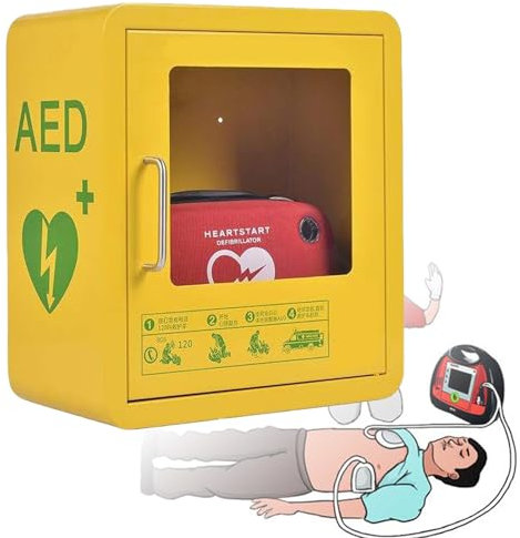 STWBHW AED-Defibrillator-Aufbewahrungsschränke, wandmontierte AED-Alarmbox, AED-Aufbewahrungsbox mit Griff/Schlüssel und Alarm, transparentes Glasfenster und abgerundetes Eckendesign