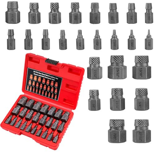 Set di 25 Pezzi Estrattore Viti, Estrattore Viti Danneggiate, Estrattore Viti Spanate, Estrattori Viti per la Rimozione di Bulloni, Viti e Viti a Testa Cilindrica Rotte (Rosso-1)
