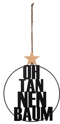UNUS OH Tannenbaum Schriftzug aus Metall zum Aufhängen Wanddeko Türdeko Weihnachtsdeko 25cm schwarz
