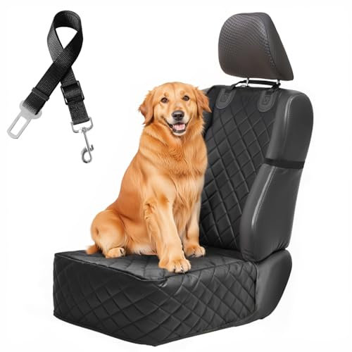 Vordersitzbezug für Hunde, Autositzschoner Hundedecke Auto mit Anschnallgurt Hund Auto, wasserdichte Sitzbezug des Autos für Haustier mit Seitenklappen, Hundesitzbezug für Auto LKW SUV
