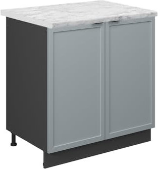 Vicco Sink base cabinet Fame-Line, Light blue-grey, 80 cm, WT Marble