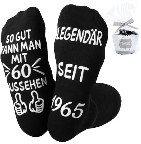 Belillpipi 1965 Geburtstag Geschenke, 60. Geburtstag Mann Geschenke für Männer zum 60, Lustige Socekn Geschenke für 60 Geburtstag, 60 Geburtstagsgeschenk für Männer Socken mit Spruch