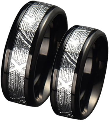 Ehering Nordisch, Ring Schwarz Frauen 2 Stück Wolfram 8mm Schwarzer Ring Inlay Silber Metall Bandring Damen 54 (17.2) Herren 65 (20.7) für Paare
