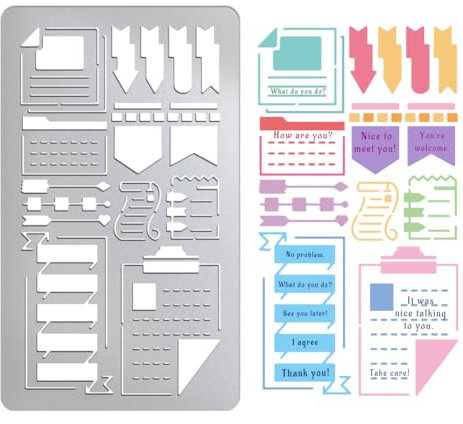 UNICRAFTALE Metallschablone Mit Randmuster Edelstahl Malschablone Planungsbanner Lesezeichen Metall Tagebuchschablone Metallrahmen Zeichenschablonen Vorlagen Für DIY Tagebuch Scrapbook