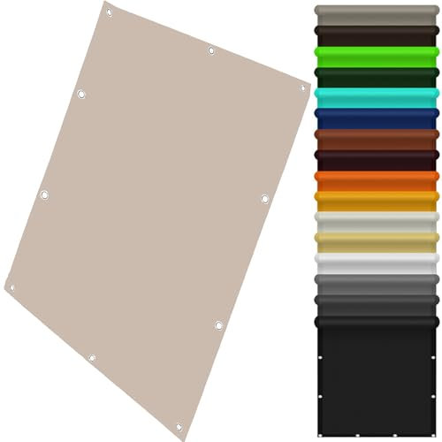 Sonnensegel Quadrat Wasserdicht 170 x 230 cm Sichtschutz Terrasse Segel Baldachin Rechteckig UV Schutz Windschutz mit Ösen Und Befestigungsseile für Hof, Deck, Pergola, Taupe