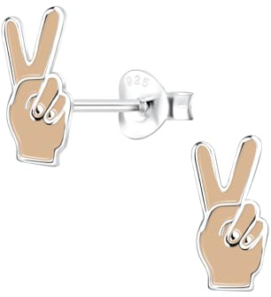 Monkimau Mädchen Ohrringe Peace Sign | Ohrstecker aus 925 Sterling Silber | Kinderohrringe hypoallergen
