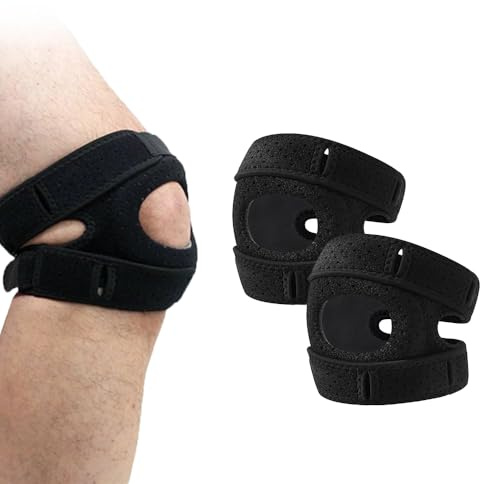 Generisch 2 Stück Kniebandage, Knee Braces, Verstellbare Kniebandage Zum Tanzen, Trainings-Knieschoner, Stabilisierende Kniehilfe, Knieschoner für Sportler ​​Schwarz,L