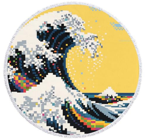 XZTRFB 1/2Pack 145 cm Regenbogenwelle Mikrofaser Runde Strandtücher, Sand kostenlos schnelles trockenes Handtuch zum Campen, Pool, Fitnessstudio, Schwimmen