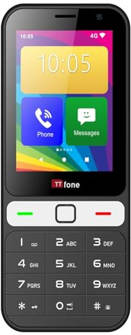 TTfone TT280 – Simple 4G Dual SIM Bar Phone with Android, 2.8 Touchscreen Pay As You Go Smartphone - GiffGaff with Dock Charger