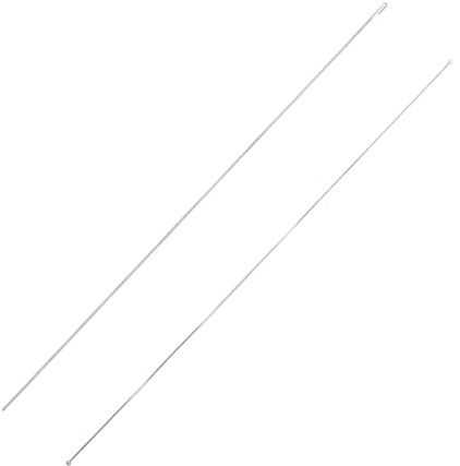 KinetiCore 2 Pack Steel Beading Needles, 17cm 0.5mm & 0.8mm Metal Threaders for Jewelry Making, Bracelet Crafting & Wooden Bead Projects, Silver