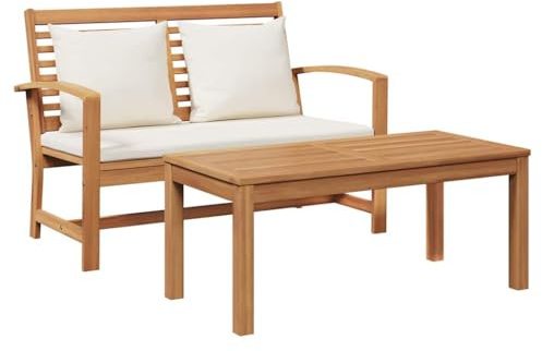 vidaXL Garden Sofa Set Beige Solid teak wood, Outdoor Furniture, Teak Chair, Rustic Garden Seating, Durable Balcony Sofa, Terrace Bench, Patio