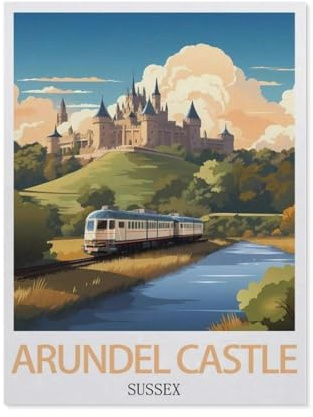 Jigsaw Puzzles for Adults 1000 Piece,Arundel Castle Sussex Vintage Travel Posters,Educational Games Brain Challenge Jigsaw Puzzles for Adult Kids 50x70cm-CE88
