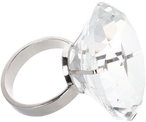 SHERCHPRY Bague Décorative de Mariage en Verre Transparent 6 CM Ornement Géant pour Fête Alliances Fantaisie et Accessoires de Bague de Fiançailles pour Anniversaire et Cérémonie