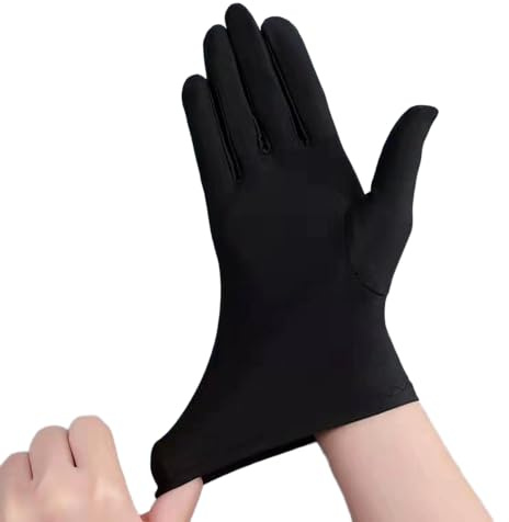 Kreeqe Vielseitige Lycra-Spandex-Handschuhe bieten erstklassigen Sonnenschutz für Autofahren, Tanzen, Schmuckhandling und Etikette-Veranstaltungen (SCHWARZ, M).