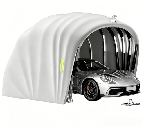 EMHKNLD Tettoia per Auto in Acciaio Inossidabile Indipendente, 5.5 x 2.5m Carport Auto per Esterno, Garage Semiautomatico, Tendalino Retrattile per Carichi Pesanti, Protezione per Tutte Le Stagioni