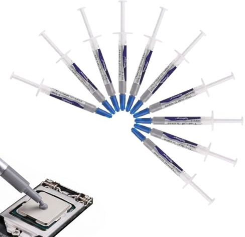 KSJEHW 10 Pezzi Pasta Termica CPU Alte Prestazioni, 0.5g per Siringa, Pasta Termoconduttiva per Laptop, Processore, GPU e Console /, Grasso Termico per Dissipatore PC e Raffreddamento Chipset