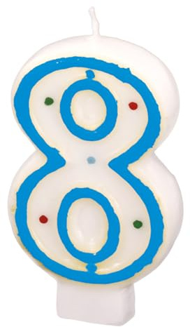 Amscan 550288 - Zahlenkerze 8, Höhe 7,3 cm, Kuchendekoration