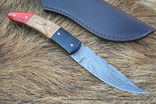 DAMASTMESSER BOWJOE Jagdmesser Damaststahl Gürtelmesser Sammlermesser Nicker NEU