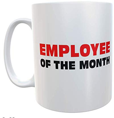 Decalarama Work Mug Gift - Employee of The Month - Novelty Colleague Cute Tea Coffee Ceramic 10oz Cup