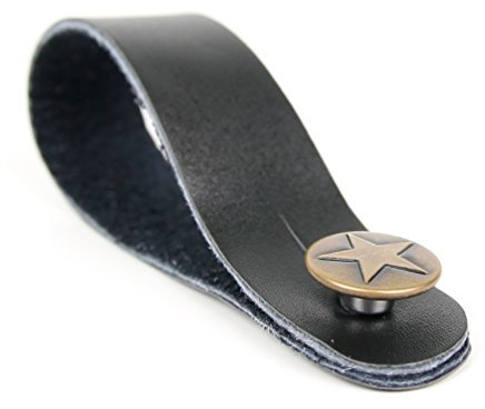 Bray Guitar Strap Hook Button In Black With Gold Star Pattern Pin For Any Acoustic, Electric, Bass And Classical Guitar Headstock