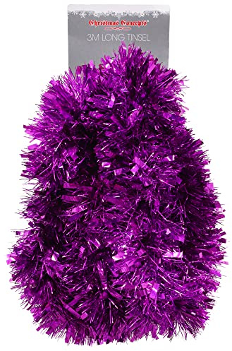 Christmas Concepts® 3m (9.8ft) Chunky/Fine Christmas Tinsel - Christmas Decoration Tinsel (Purple)