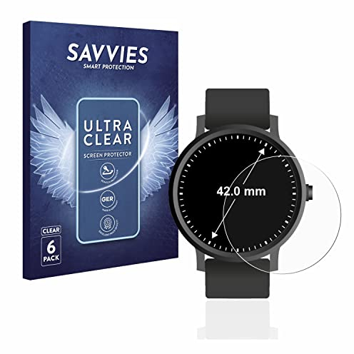 savvies Protection Ecran pour Montres (Circulaire, ø: 42 mm) (6 Pièces) - Film Protection Ultra Clair