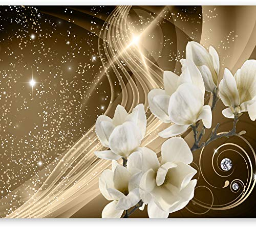 murando - Vlies Fototapete Blumen Magnolien 350x256cm - Foto Tapete Schlafzimmer Wohnzimmer Moderne Vliestapete XXL Wandtapete Motivtapeten 3d Effekt Wand Dekoration - Abstrakt Blitz Diamant Braun