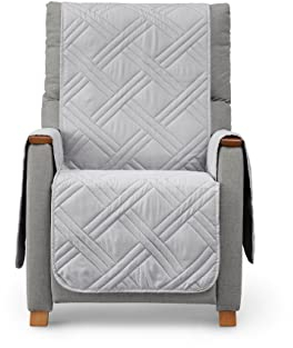 Textilhome Sofaschoner Relax Luka – Sofa- & Sesselschoner für 1-Sitzer (55 cm), gepolstert & wendbar, Sofaüberwurf und Sofaschutz in Hellgrau, Oeko-TEX® Zertifiziert