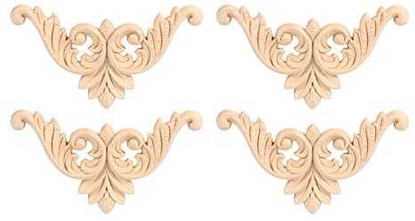 4 stücke Holz Geschnitzte Möbel Appliques Ecke Onlay Applique Möbel Hause Tür Decor DIY Handgemacht(8 * 8)