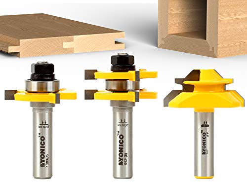 Yonico Tongue and Groove Router Bits Set 3 Bit Lock Miter and 1/2-Inch Shank 15321