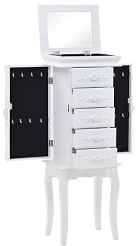 vidaXL Armoire à Bijoux sur Pieds Blanc Meuble de Rangement Buffet Bahut
