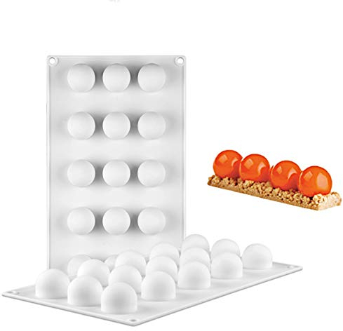SHEANAON Sphere Mold Pan, 15 Cavity Mini Ball Semi Sphere Silicone Bakeware Mould Tray for Cake Decoration, Truffle, Jelly, Mousse, Candy, Chocolate, Ice Cream Bombes, Teacake, etc.