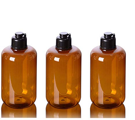 ericotry Lot de 3 flacons souples vides en plastique avec bouchon à rabat noir pour maquillage, huile essentielle, eau, shampooing, gel douche, liquide, 300 ml, N, 300 ml