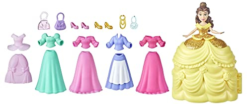 Disney Princess Secret Styles Belle's Fashion Collection; Puppen-Spielset mit 6 Outfits und 6 Zubehörteilen; Spielzeug für Mädchen ab 4 Jahren